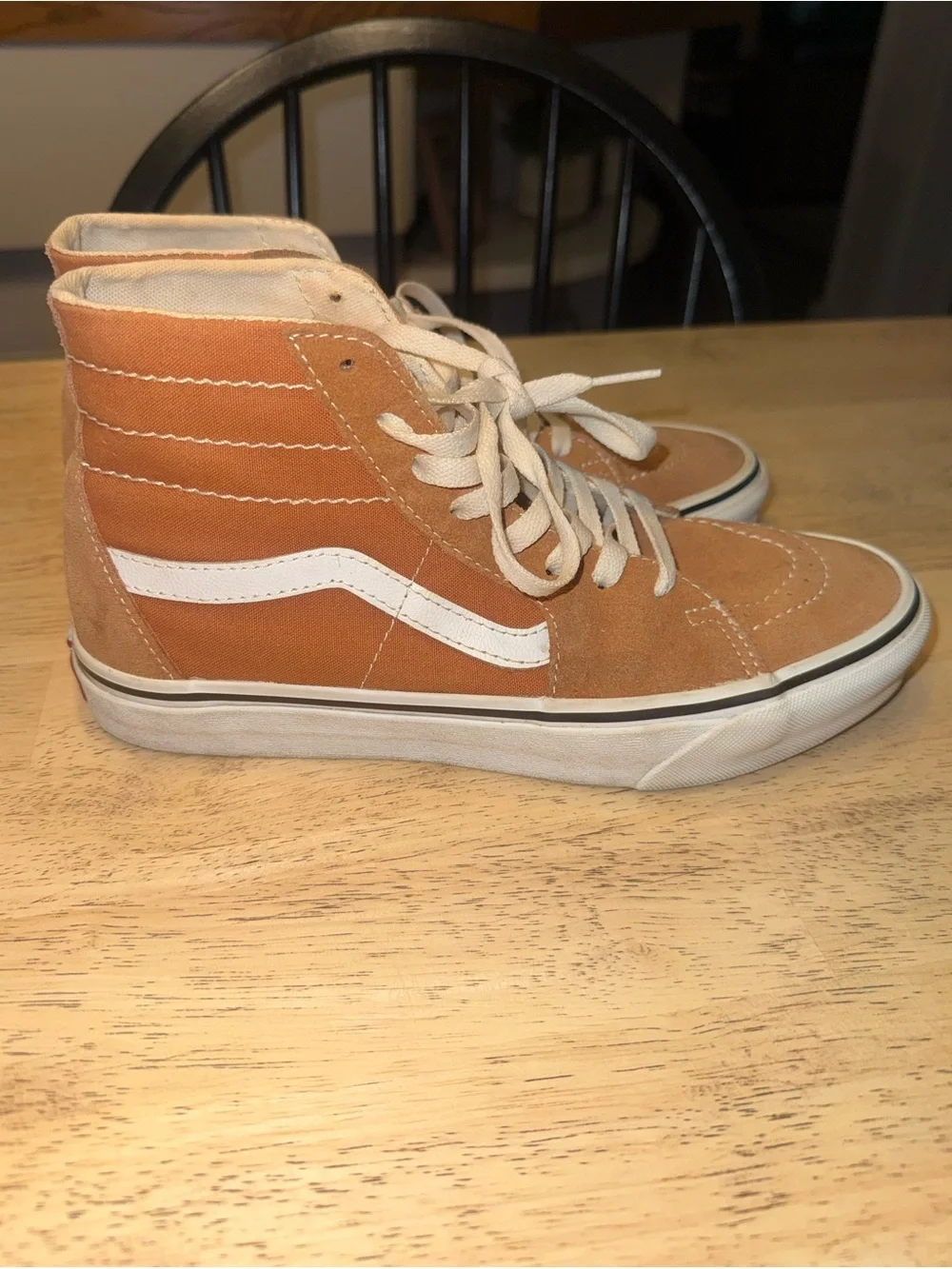 Vans Sk8-Hi High-Top Sneakers in Tan and Orange